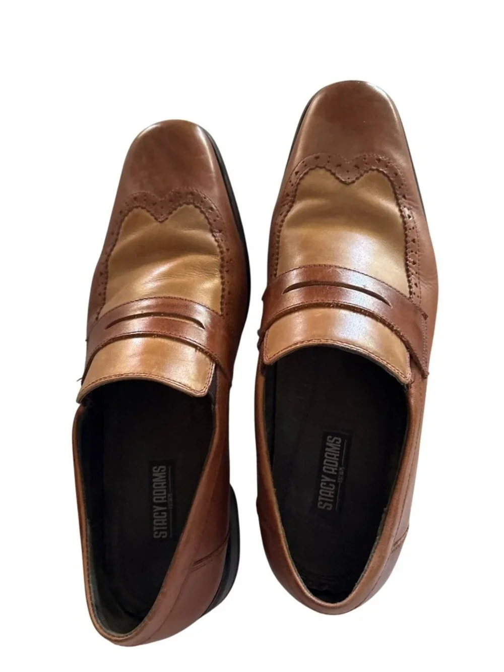 Stacy Adams Mens Brown Leather Penny Loafers Size 8.5M